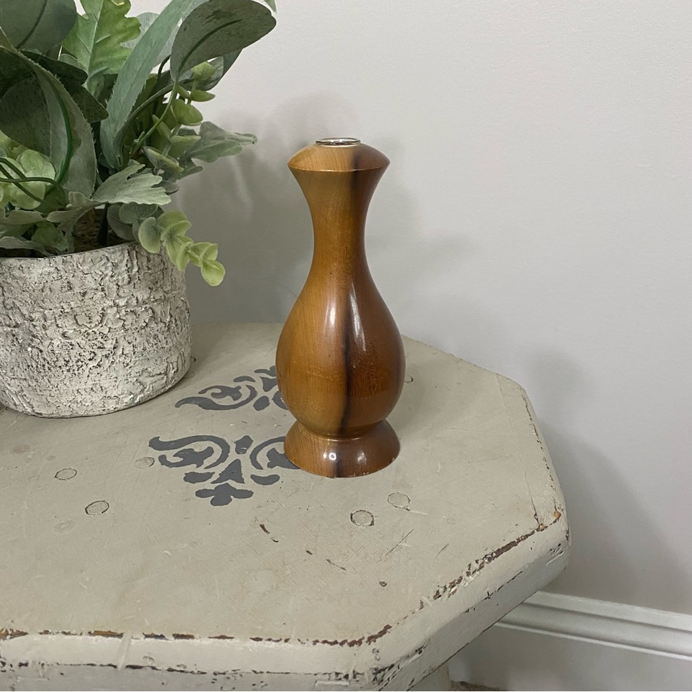 Vintage Mid Century Modern Wood Bud Vase